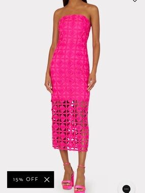 Milly Fuchsia Pink Strapless Midi Dress